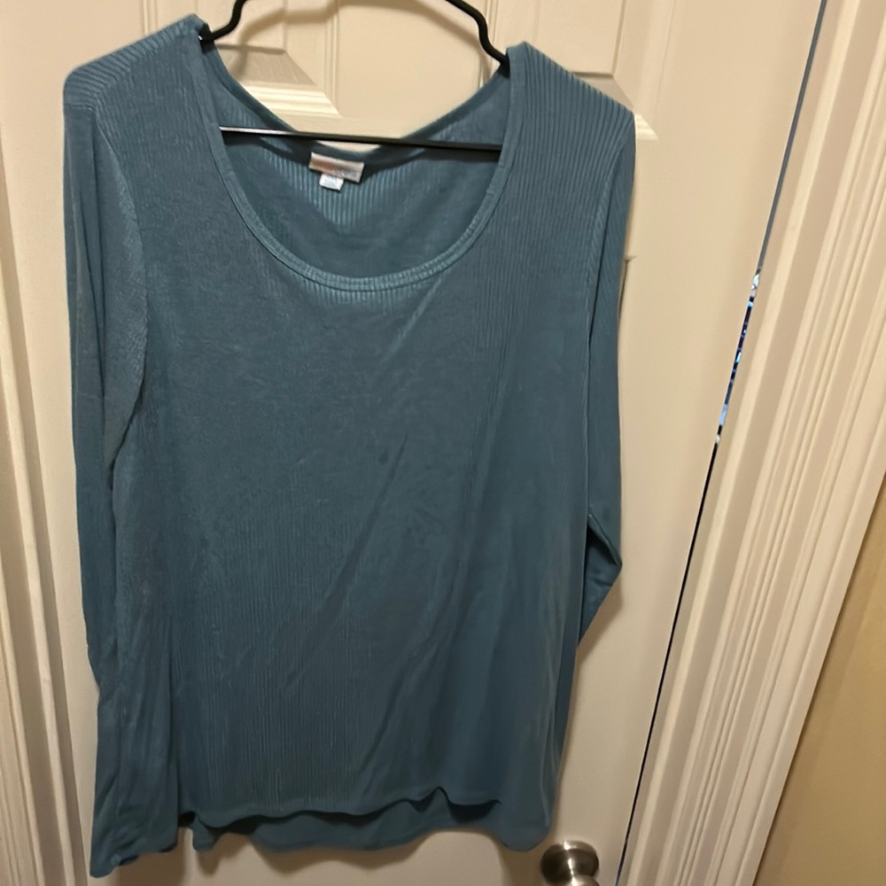 Country blue/teal ribbed lularoe lynnae size 2x